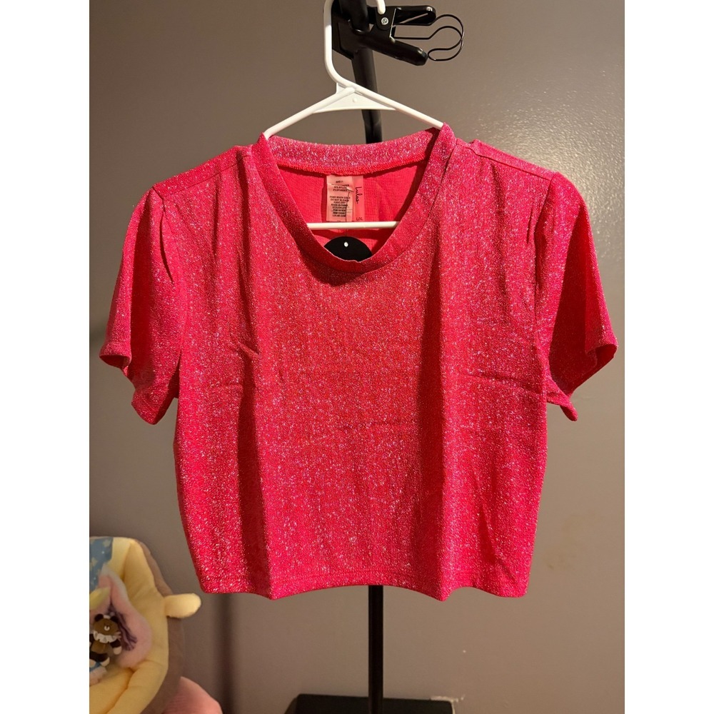 Lulu's Shimmery Hot Pink Crop Top